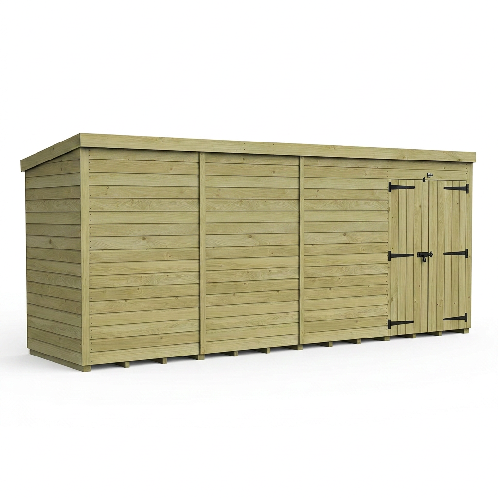 18 x 4 Pent Shed (Double Door, No Windows) - view 6