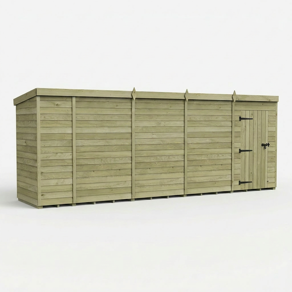 18 x 4 Pent Shed (Single Door, No Windows) - view 4