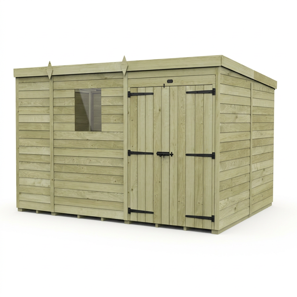 9 x 8 Pent Shed (Double Door, With Windows) - view 4