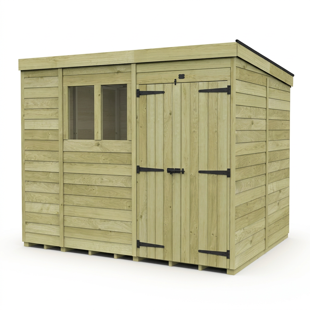 10 x 8 Pent Shed (Double Door, With Windows) - view 5