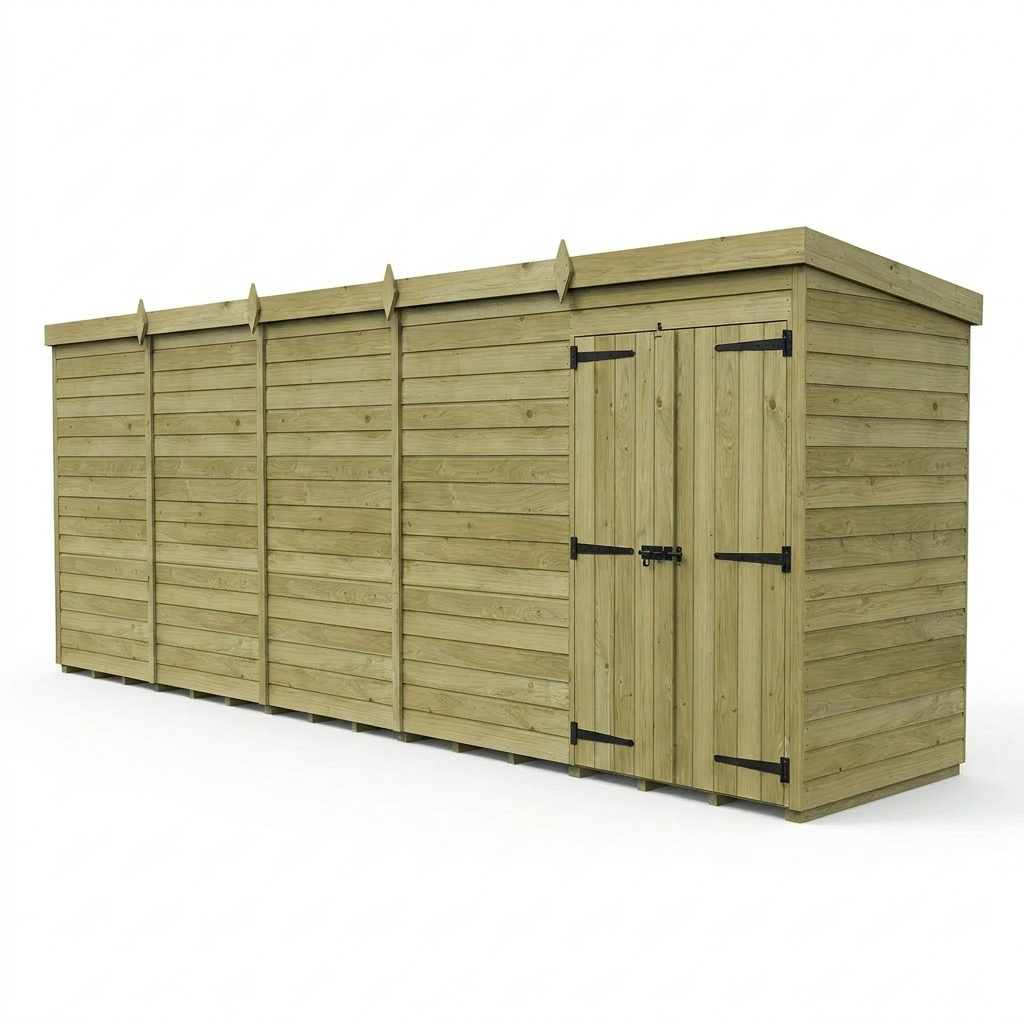 20 x 4 Pent Shed (Double Door, No Windows) - view 6