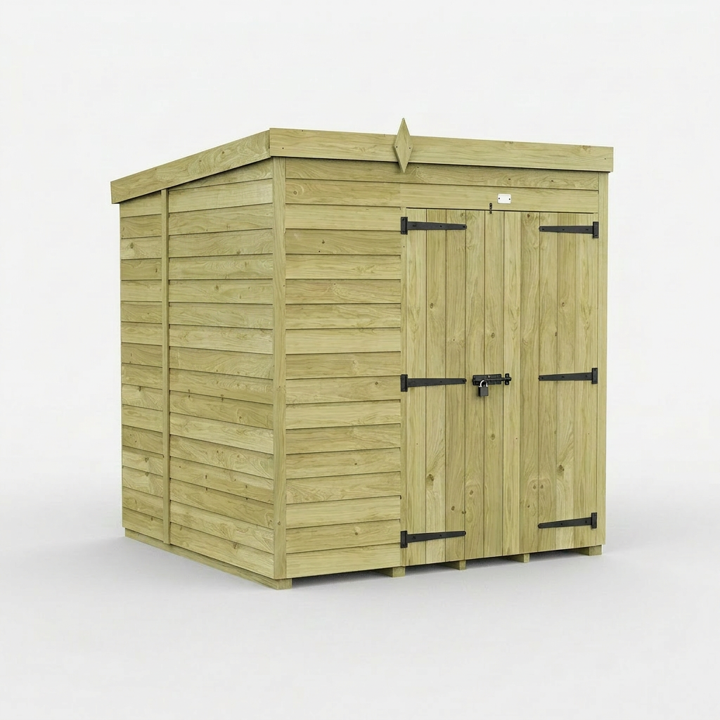 6 x 5 Pent Shed (Double Door, No Windows) - view 4