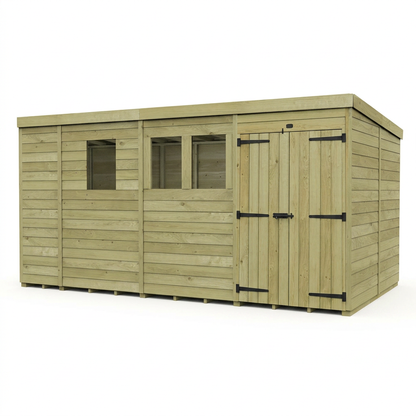 13 x 8 Pent Shed (Double Door, With Windows) - view 6