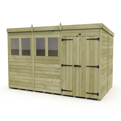 16 x 8 Pent Shed (Double Door, With Windows) - view 6