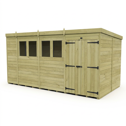 17 x 8 Pent Shed (Double Door, With Windows) - view 6