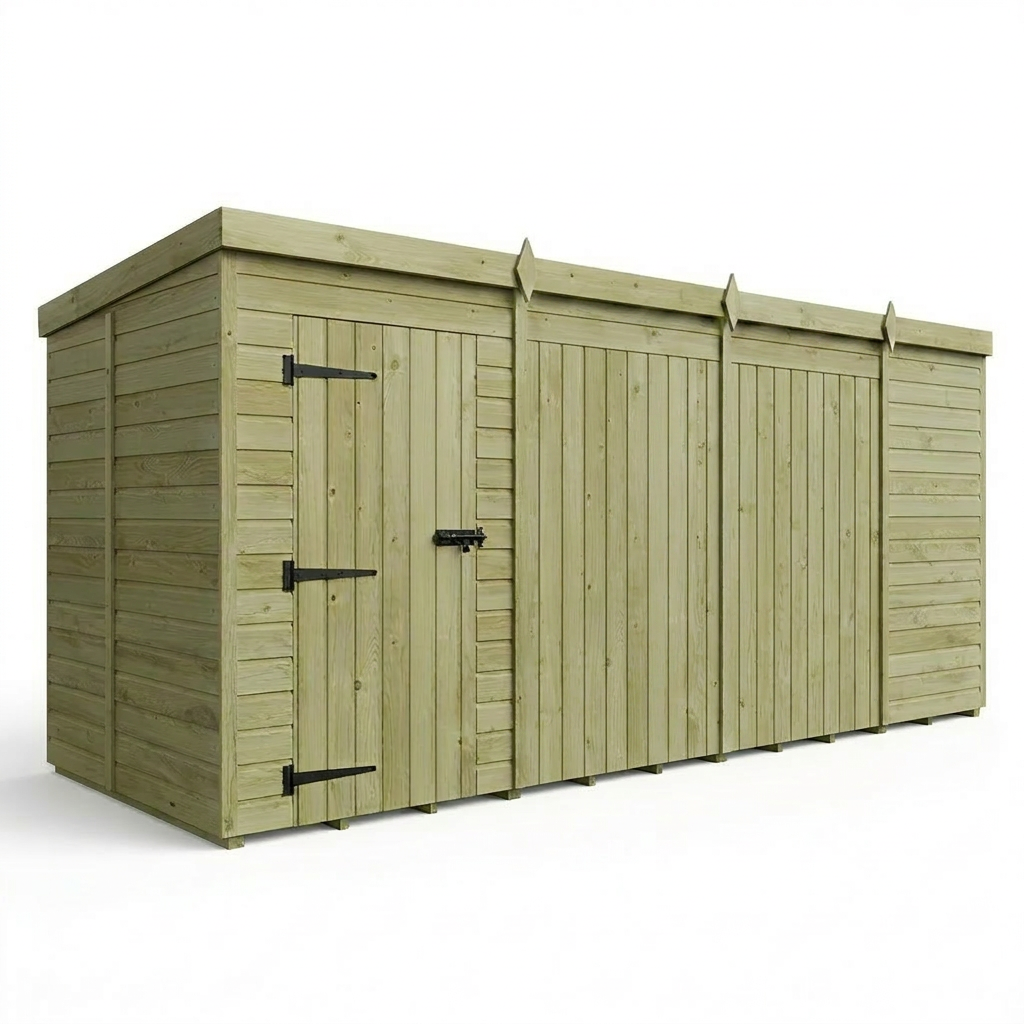 15 x 5 Pent Shed (Single Door, No Windows) - view 6