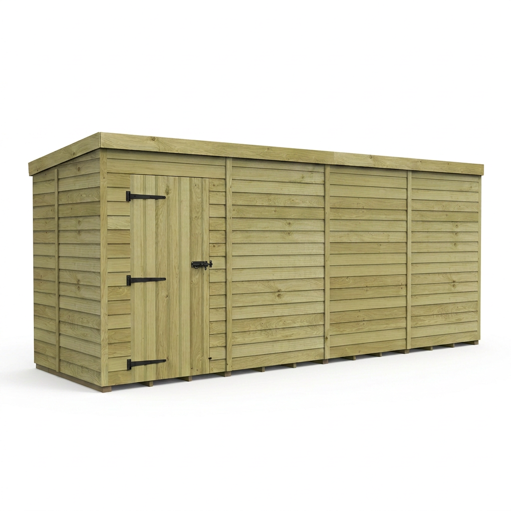 16 x 5 Pent Shed (Single Door, No Windows) - view 6