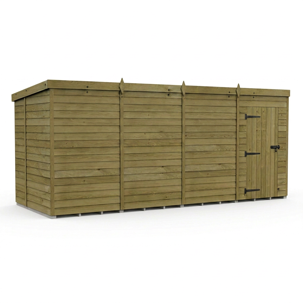 16 x 6 Pent Shed (Single Door, No Windows) - Pent Shed