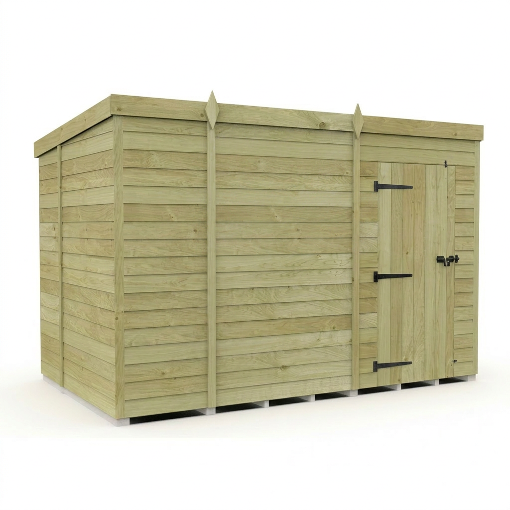 11 x 7 Pent Shed (Single Door, No Windows) - view 3