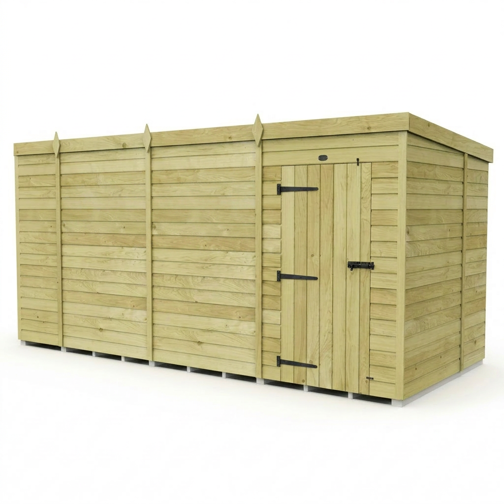 15 x 7 Pent Shed (Single Door, No Windows) - view 3