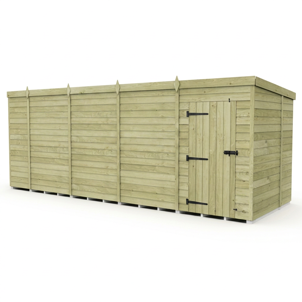 18 x 7 Pent Shed (Single Door, No Windows) - view 2