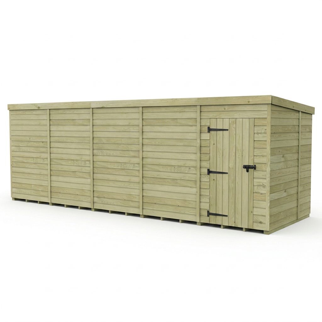 20 x 7 Pent Shed (Single Door, No Windows) - view 3