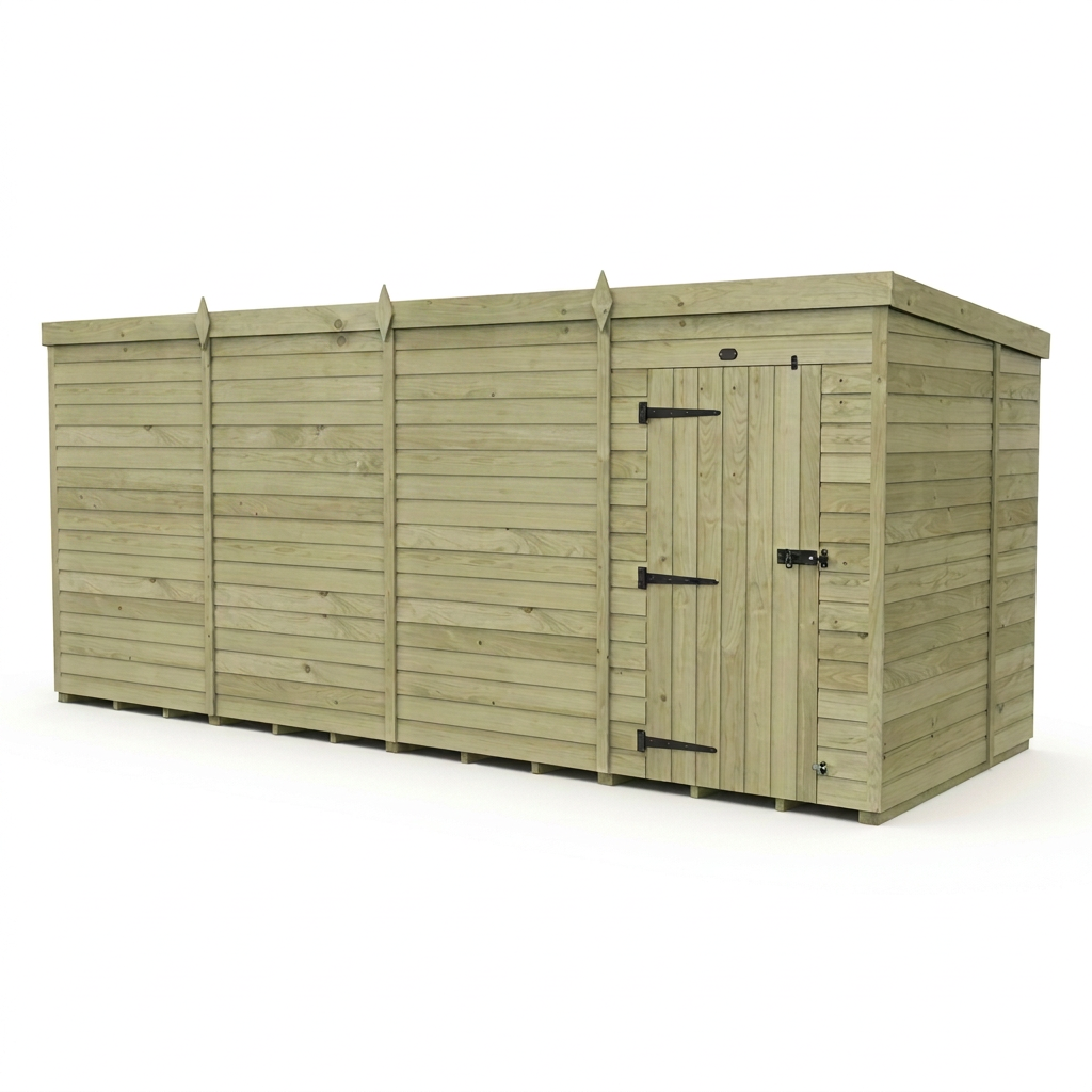 16 x 7 Pent Shed (Single Door, No Windows) - view 4