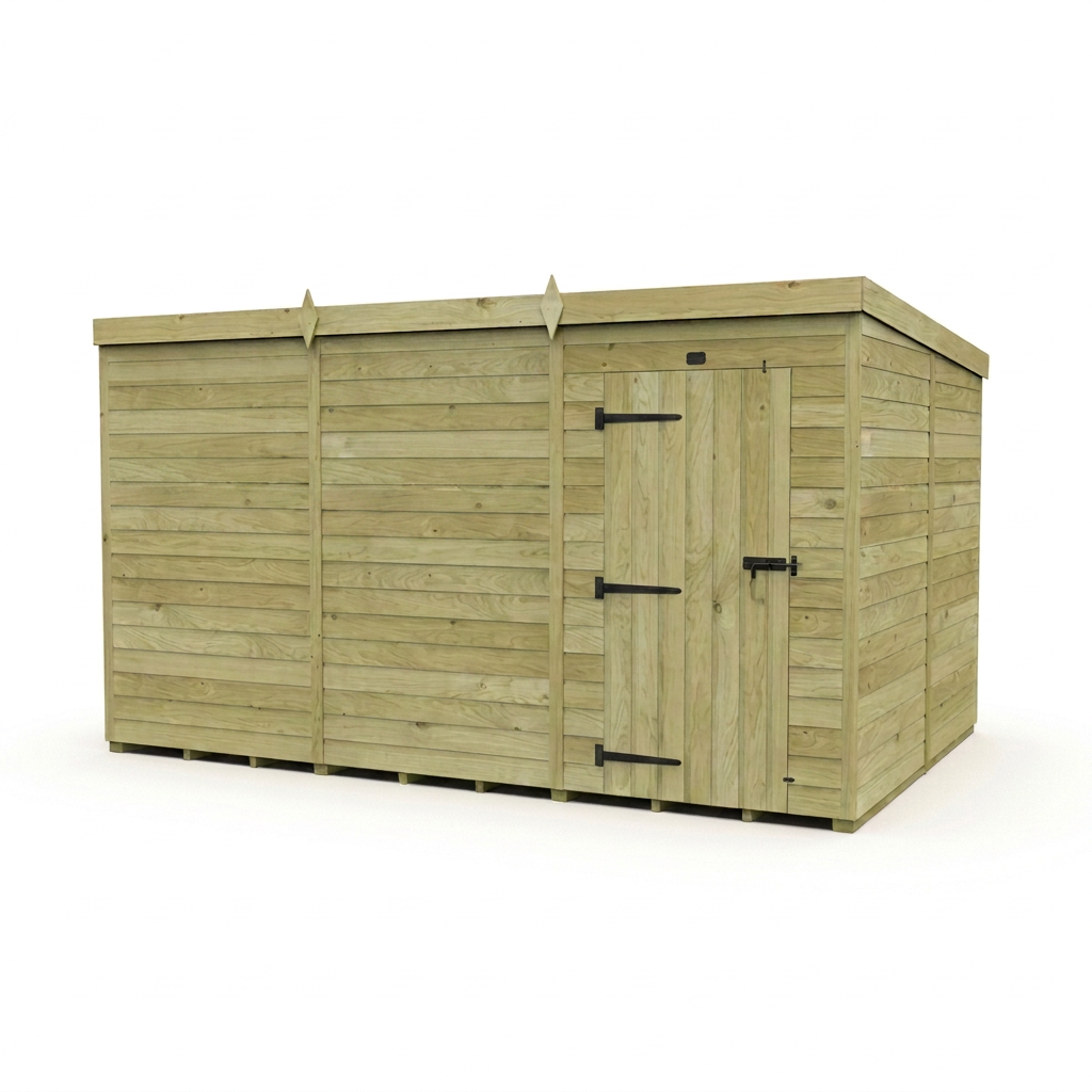 12 x 8 Pent Shed (Single Door, No Windows) - view 3