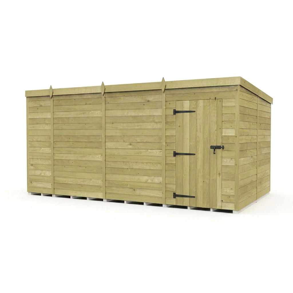 14 x 8 Pent Shed (Single Door, No Windows) - view 4