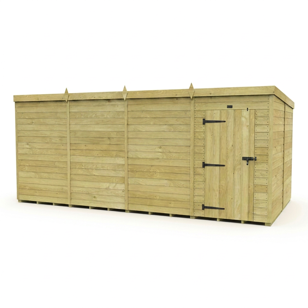16 x 8 Pent Shed (Single Door, No Windows) - view 3