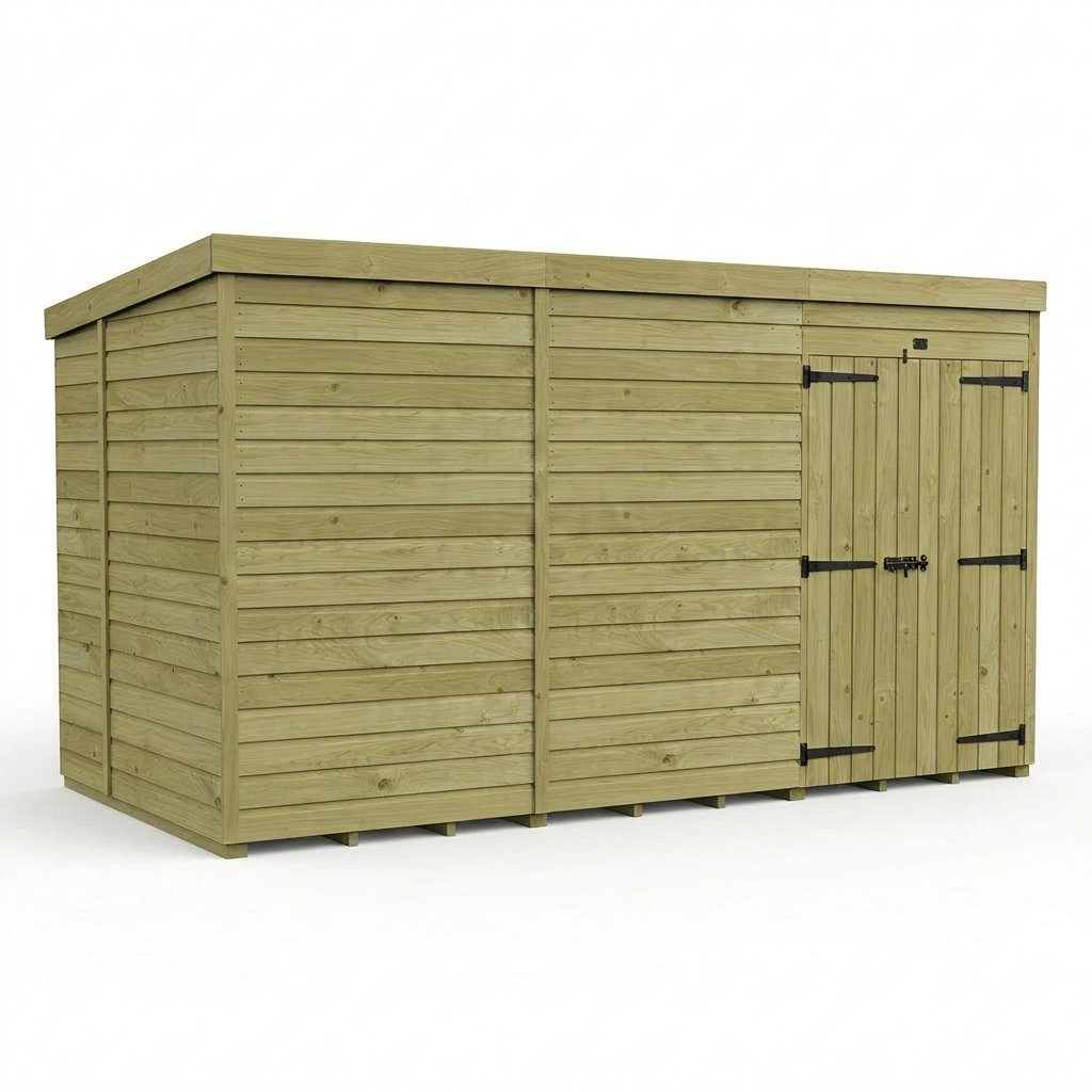 12 x 5 Pent Shed (Double Door, No Windows) - view 6
