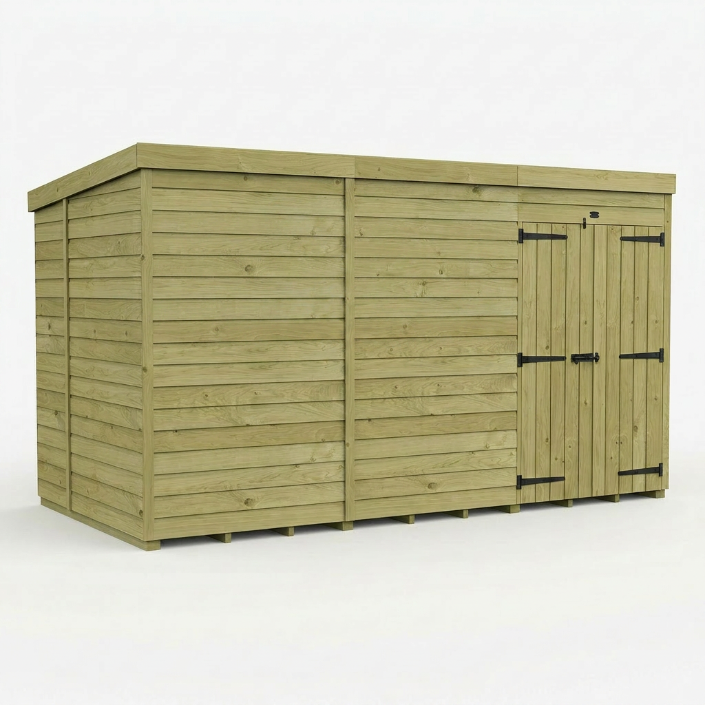 12 x 6 Pent Shed (Double Door, No Windows) - view 5