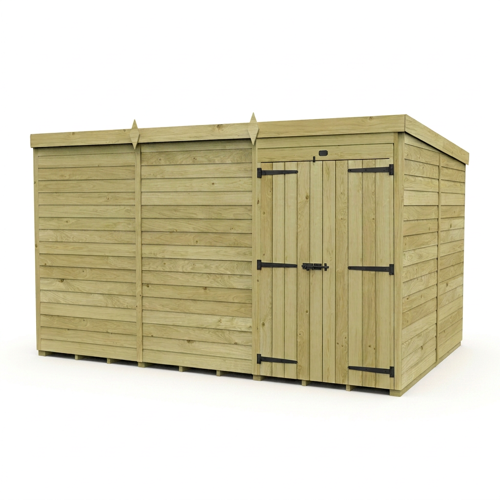 12 x 8 Pent Shed (Double Door, No Windows) - view 4