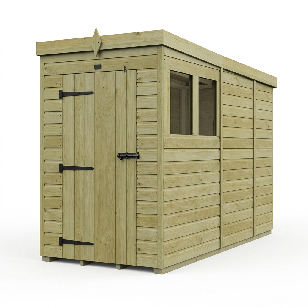 4 x 9 Pent Shed (Single Door, With Windows) - view 3