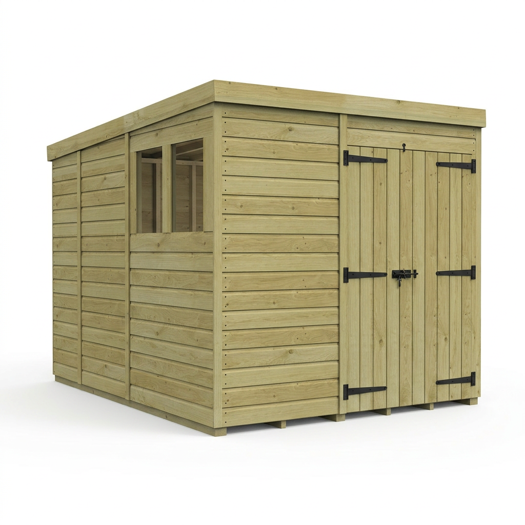 7 x 9 Pent Shed (Double Door, With Windows) - Pent Shed
