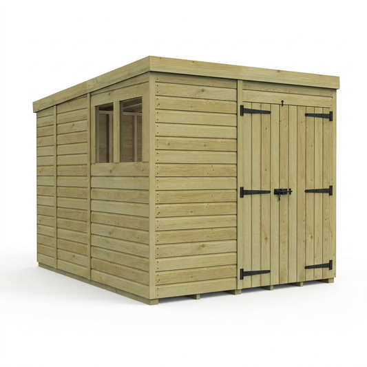 7 x 9 Pent Shed (Double Door, With Windows) - Pent Shed