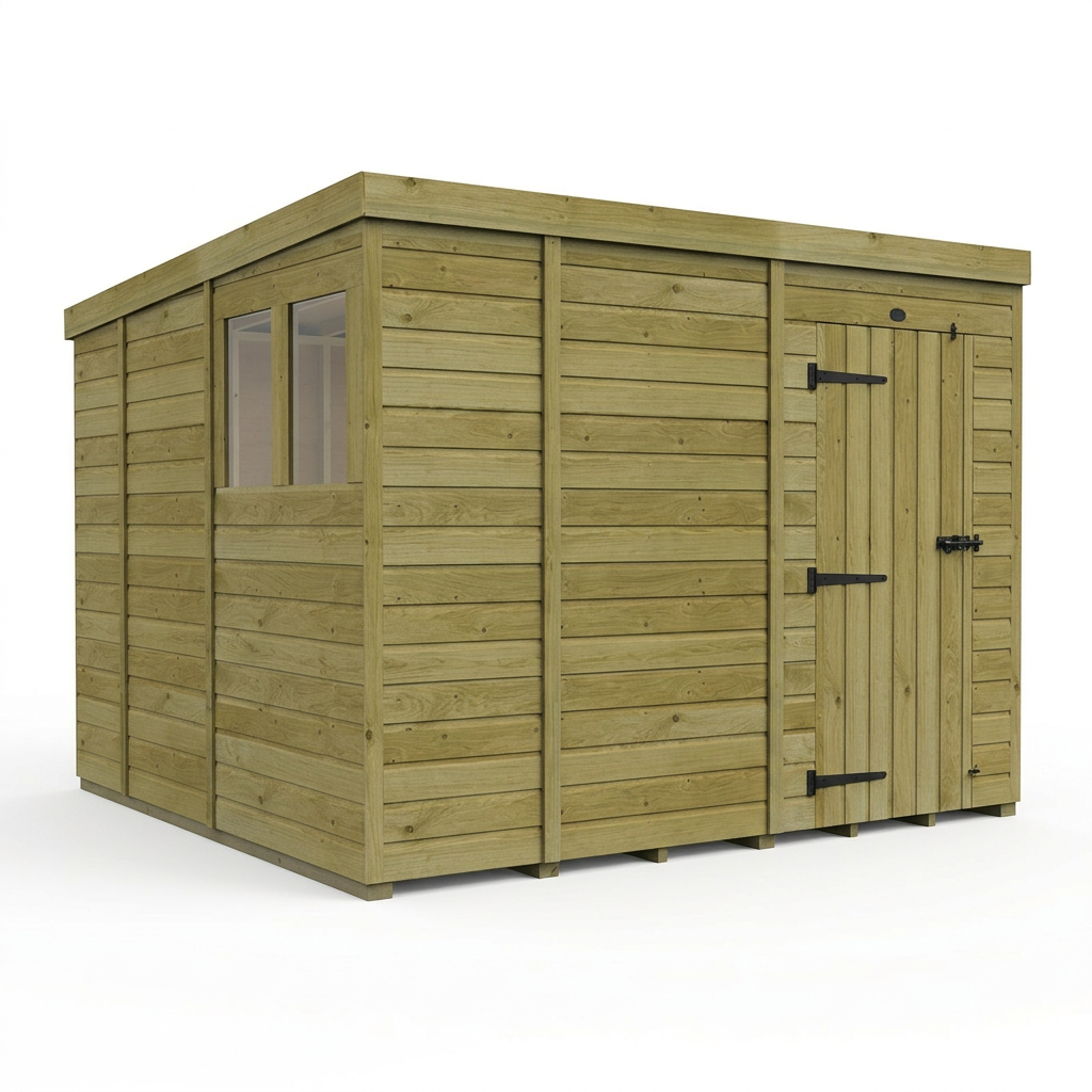 9 x 9 Pent Shed (Single Door, With Windows) - view 4