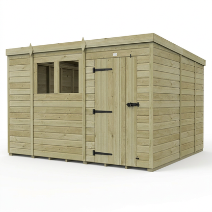 10 x 9 Pent Shed (Single Door, With Windows) - view 3