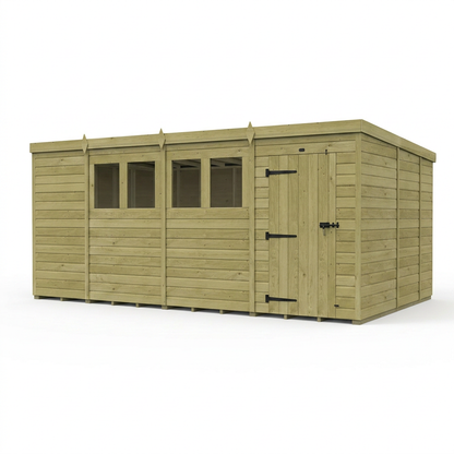 15 x 9 Pent Shed (Single Door, With Windows) - view 5