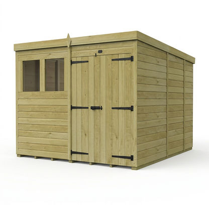 8 x 9 Pent Shed (Double Door, With Windows) - view 5