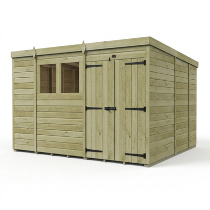 10 x 9 Pent Shed (Double Door, With Windows) - view 5
