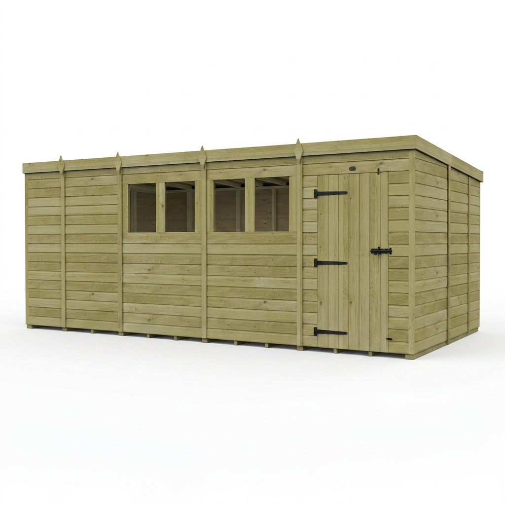 17 x 9 Pent Shed (Single Door, With Windows) - view 5