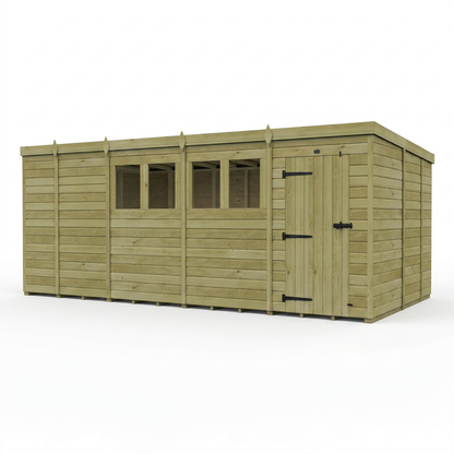 17 x 9 Pent Shed (Single Door, With Windows) - view 5