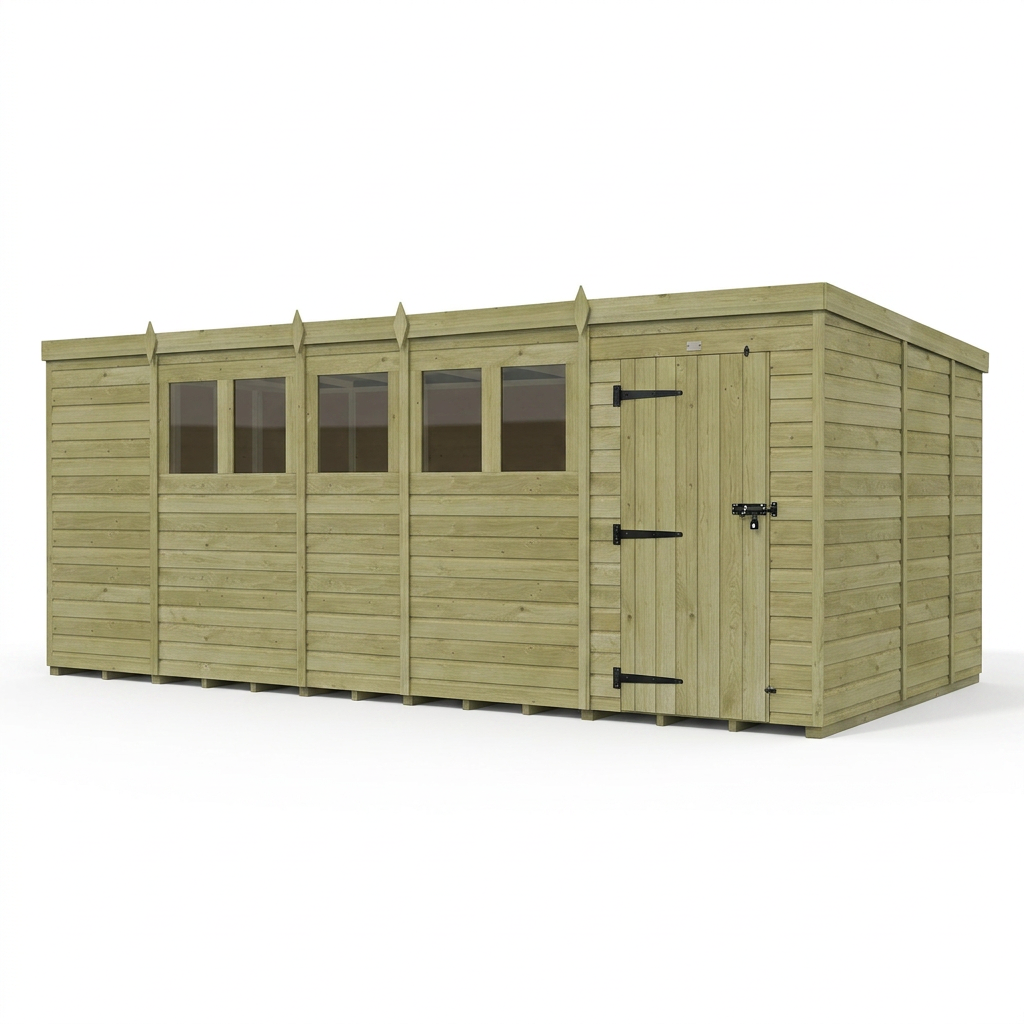 19 x 9 Pent Shed (Single Door, With Windows) - view 6
