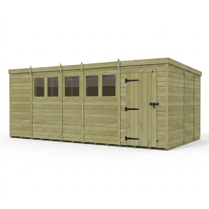 19 x 9 Pent Shed (Single Door, With Windows) - view 6