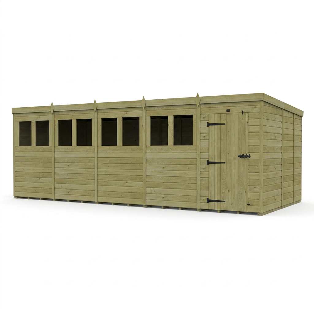 20 x 9 Pent Shed (Single Door, With Windows) - view 6