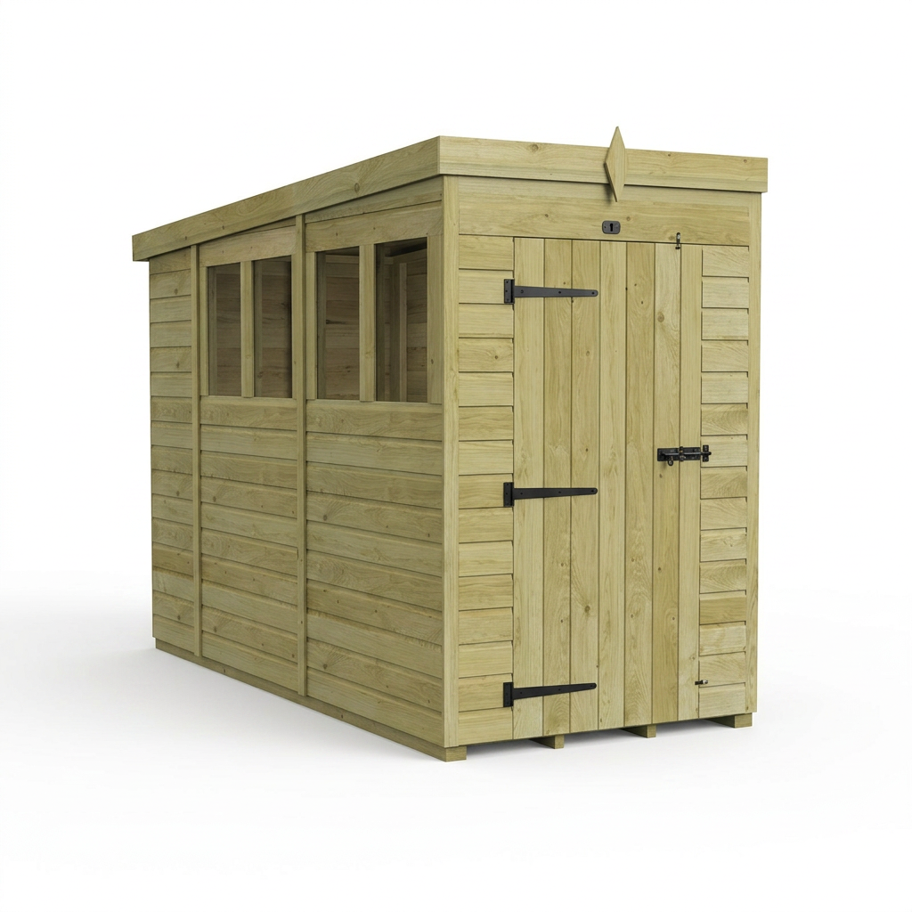4 x 10 Pent Shed (Single Door, With Windows) - view 3