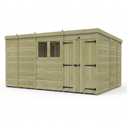 13 x 9 Pent Shed (Double Door, With Windows) - view 6