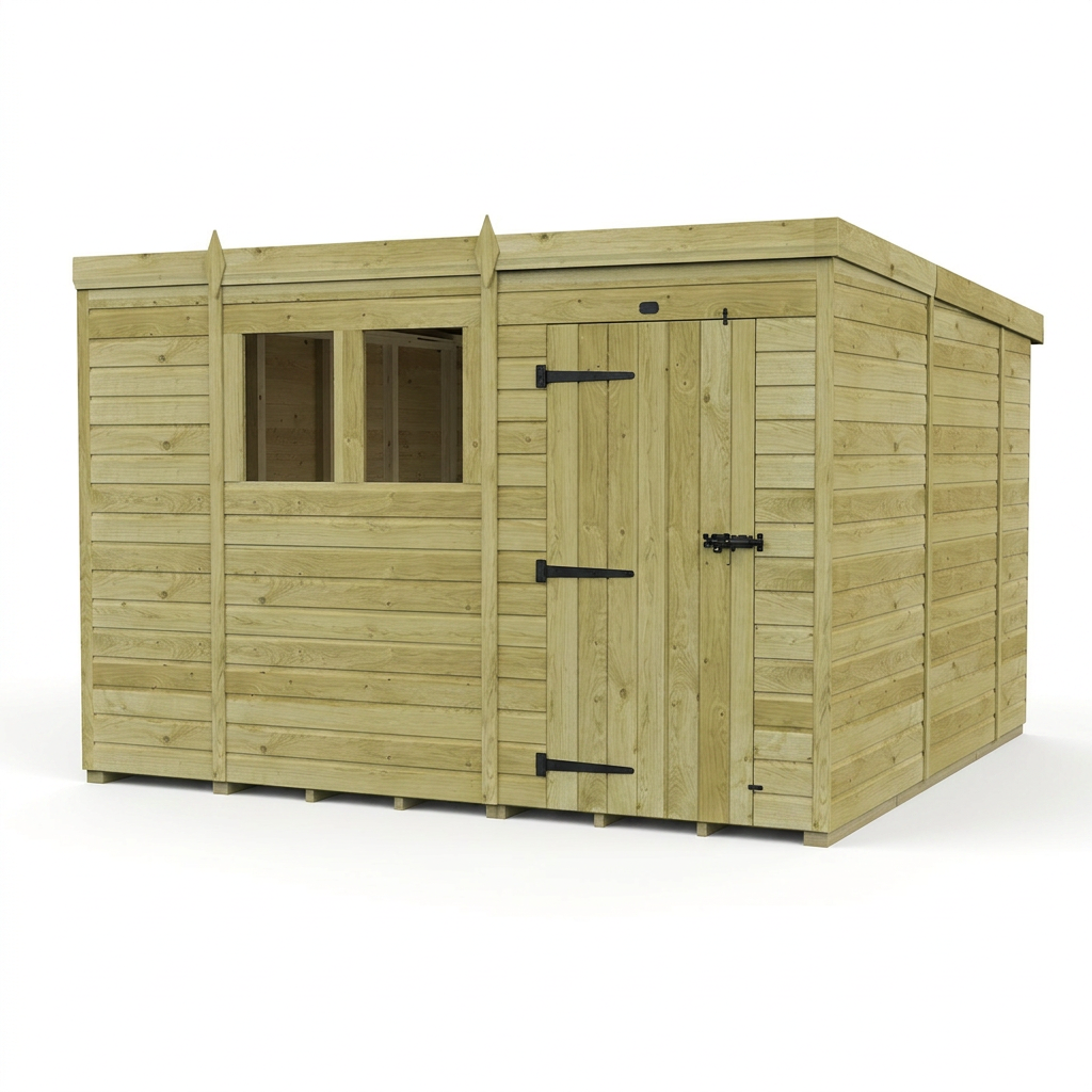 10 x 10 Pent Shed (Single Door, With Windows) - view 5