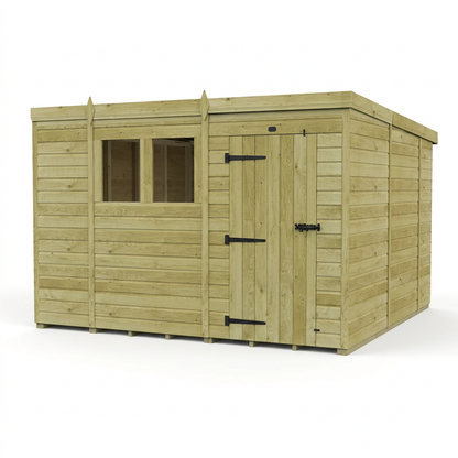 10 x 10 Pent Shed (Single Door, With Windows) - view 5
