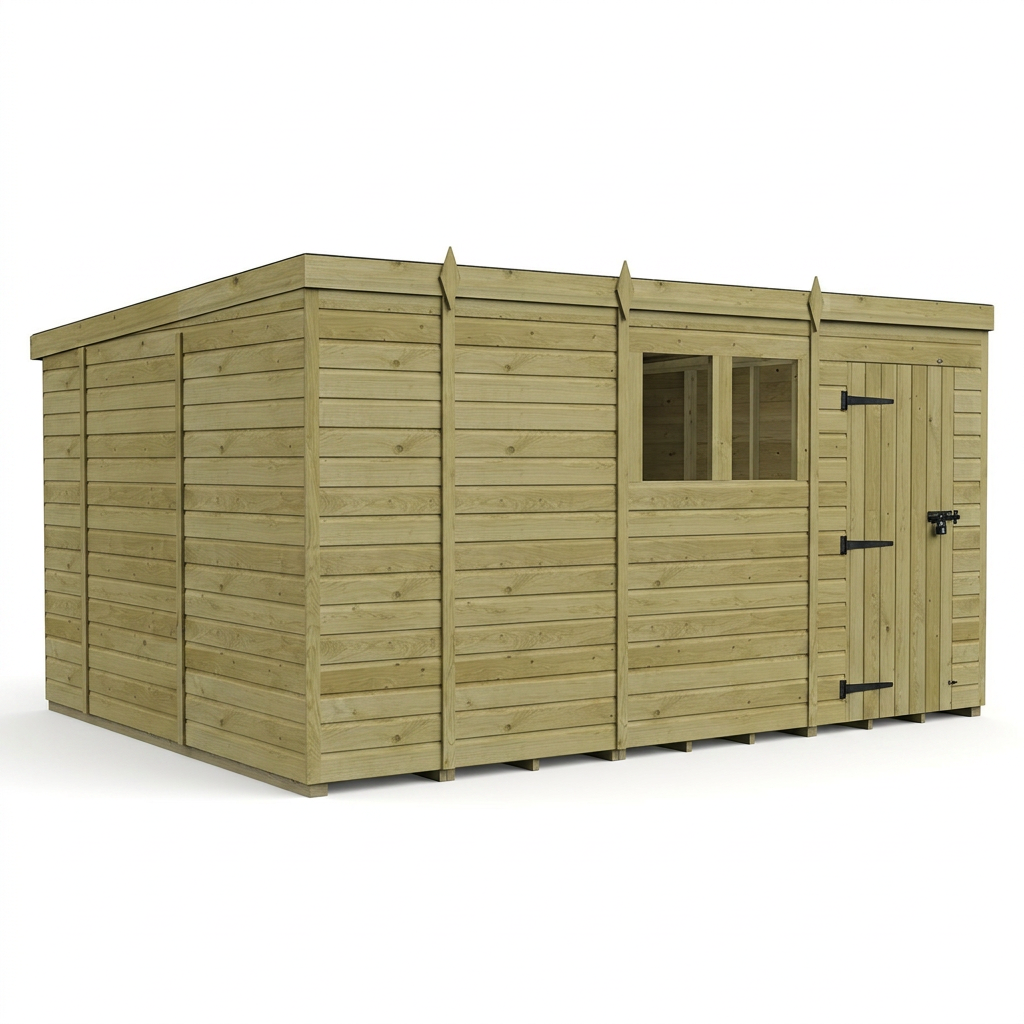 13 x 10 Pent Shed (Single Door, With Windows) - view 6