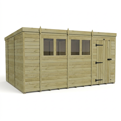 14 x 10 Pent Shed (Single Door, With Windows) - view 6