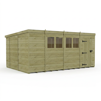 15 x 10 Pent Shed (Single Door, With Windows) - view 5