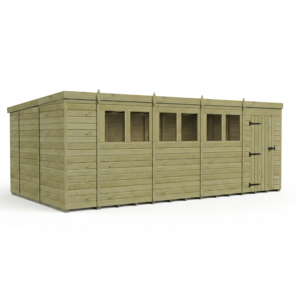 18 x 10 Pent Shed (Single Door, With Windows) - view 5
