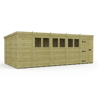 19 x 10 Pent Shed (Single Door, With Windows) - view 6