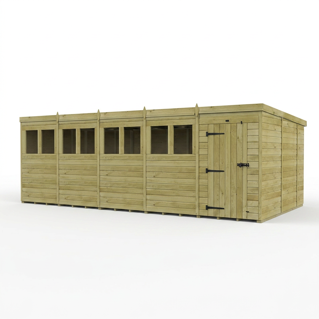 20 x 10 Pent Shed (Single Door, With Windows) - view 5