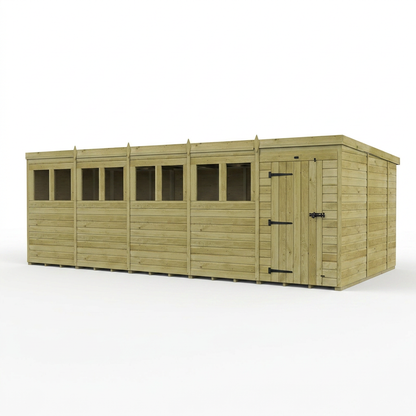 20 x 10 Pent Shed (Single Door, With Windows) - view 5