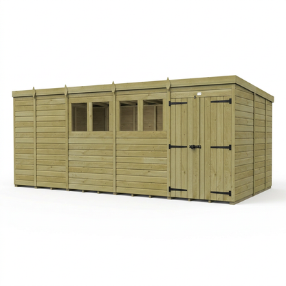17 x 9 Pent Shed (Double Door, With Windows) - view 6