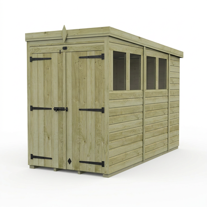 4 x 10 Pent Shed (Double Door, With Windows) - view 5