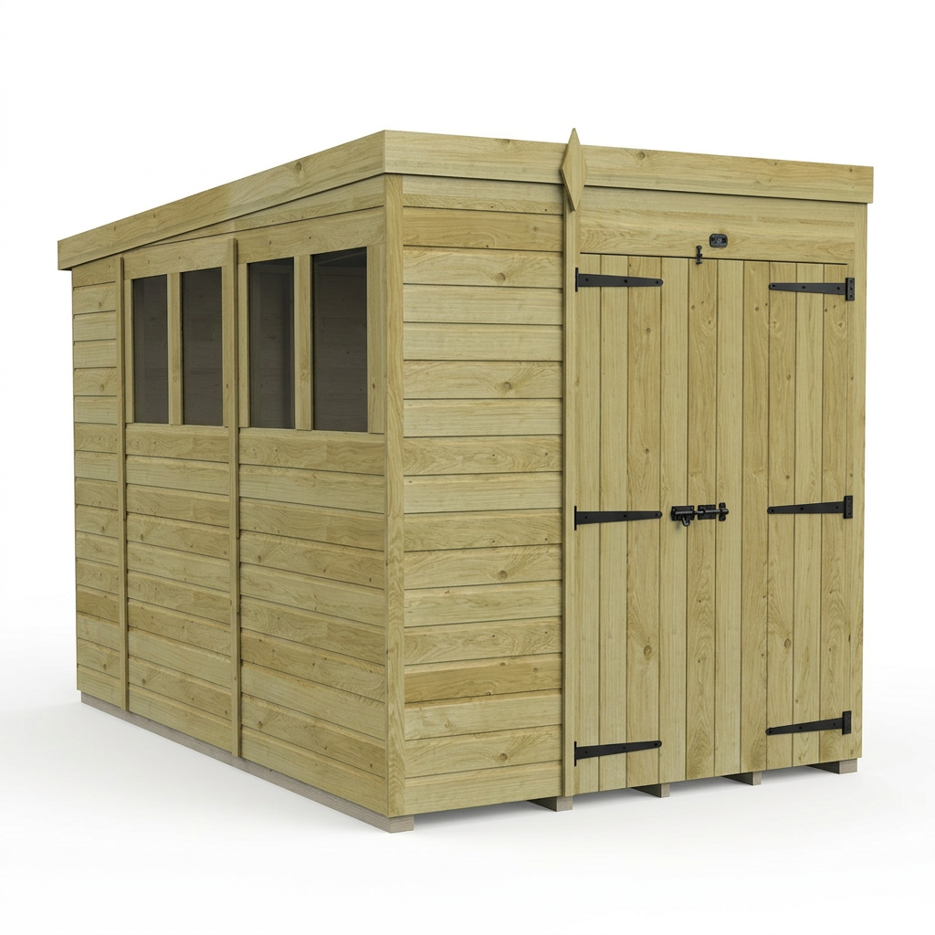6 x 10 Pent Shed (Double Door, With Windows) - view 5